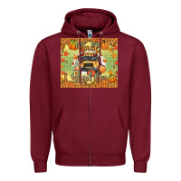 Burgundy fall school bus Zipper Hoodie - texasbilliewilder
