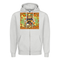 Dove Grey fall school bus Zipper Hoodie - texasbilliewilder