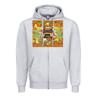 Heather Grey fall school bus Zipper Hoodie - texasbilliewilder