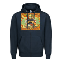 Navy fall school bus Zipper Hoodie - texasbilliewilder