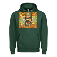 Sports Green fall school bus Zipper Hoodie - texasbilliewilder