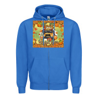 True Royal fall school bus Zipper Hoodie - texasbilliewilder