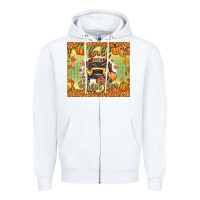 White fall school bus Zipper Hoodie - texasbilliewilder