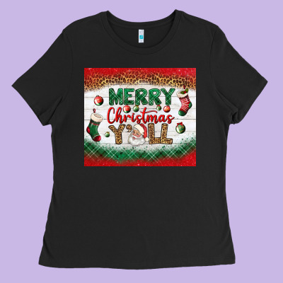 Merry Christmas Y'all Tumbler Ladies Tee Designed By Bundleandbundleshop