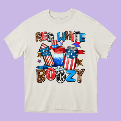 Red White Boozy Heavy Core Tee Designed By Adodesignshop