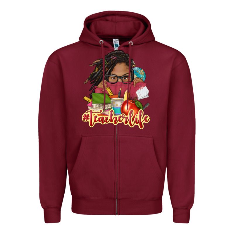 Afro Woman Teacher Life Zipper Hoodie by NancyCooperArtShop | Teevron