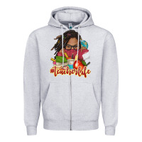 Heather Grey afro woman teacher life Zipper Hoodie - NancyCooperArtShop