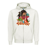 Oatmeal Heather afro woman teacher life Zipper Hoodie - NancyCooperArtShop