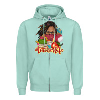 Seafoam afro woman teacher life Zipper Hoodie - NancyCooperArtShop