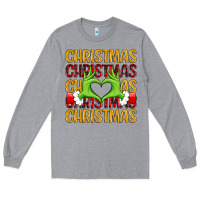 Heather Grey christmas grinch heart hands Long Sleeve Tee - MaliasSmallBusiness
