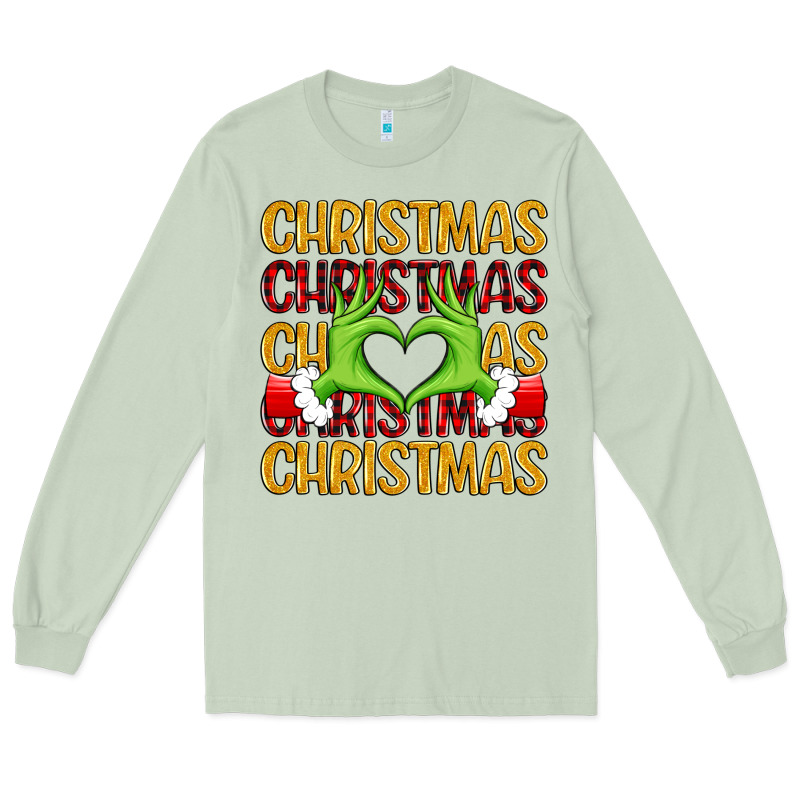 Christmas Grinch Heart Hands Long Sleeve Tee by MaliasSmallBusiness | Teevron