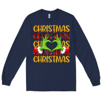 Navy christmas grinch heart hands Long Sleeve Tee - MaliasSmallBusiness