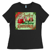 Black just a girl who loves christmas mousepad Ladies Tee - BundleAndBundleShop