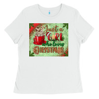 White just a girl who loves christmas mousepad Ladies Tee - BundleAndBundleShop