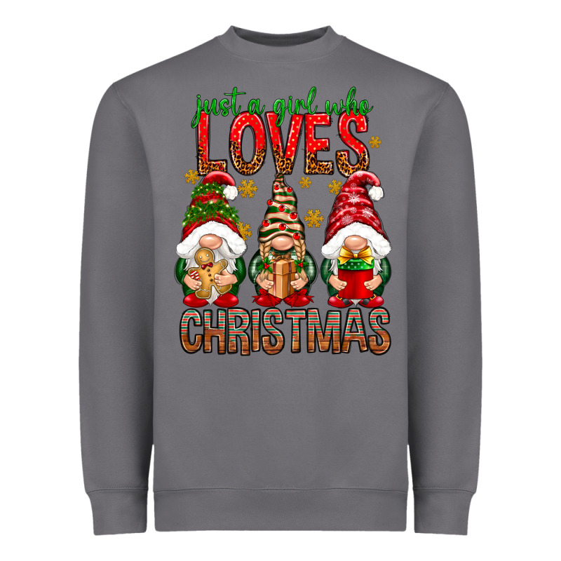 Just A Girl Who Loves Christmas Heavyweight Sweatshirt by NancyCooperArtShop | Teevron