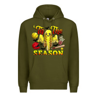 Army Green tis the season softball halloween Premium Hoodie - CowGirlArtShop
