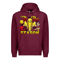 Burgundy tis the season softball halloween Premium Hoodie - CowGirlArtShop