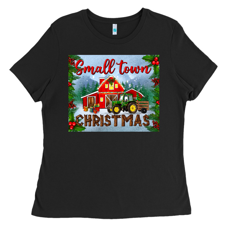 Small Town Christmas Mousepad Ladies Tee by BundleAndBundleShop | Teevron