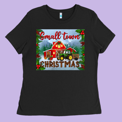 Small Town Christmas Mousepad Ladies Tee Designed By Bundleandbundleshop