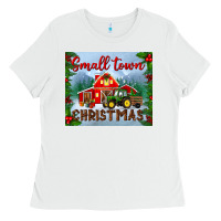 White small town christmas mousepad Ladies Tee - BundleAndBundleShop