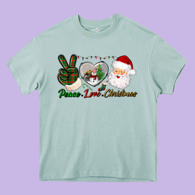 Peace Love Christmas Heavy Core Tee Designed By Bundleandbundleshop