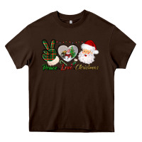 Chocolate Brown peace love christmas Heavy Core Tee - BundleAndBundleShop