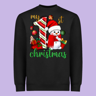 My 1st. Christmas With Cute Snowman Heavyweight Sweatshirt Designed By Nancycooperartshop
