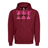 Burgundy breast cancer afro gnomies Zipper Hoodie - texasbilliewilder