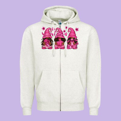 Breast Cancer Afro Gnomies Zipper Hoodie Designed By Texasbilliewilder