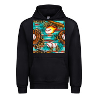 Black baseball glove and bat with serape seamless pattern Urban Hoodie - BundleAndBundleShop