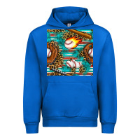 Cobalt baseball glove and bat with serape seamless pattern Urban Hoodie - BundleAndBundleShop