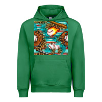 Emerald baseball glove and bat with serape seamless pattern Urban Hoodie - BundleAndBundleShop