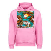 Fuchsia Pink baseball glove and bat with serape seamless pattern Urban Hoodie - BundleAndBundleShop