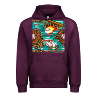 Mauve Wine baseball glove and bat with serape seamless pattern Urban Hoodie - BundleAndBundleShop