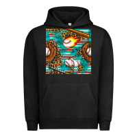 Pigment Black baseball glove and bat with serape seamless pattern Urban Hoodie - BundleAndBundleShop