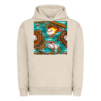 Pigment French Oak baseball glove and bat with serape seamless pattern Urban Hoodie - BundleAndBundleShop