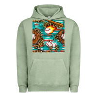 Pigment Oil Green baseball glove and bat with serape seamless pattern Urban Hoodie - BundleAndBundleShop