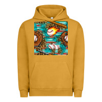 Pigment Peanut Butter baseball glove and bat with serape seamless pattern Urban Hoodie - BundleAndBundleShop