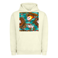 Pigment Pistachio baseball glove and bat with serape seamless pattern Urban Hoodie - BundleAndBundleShop