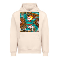 Sandshell baseball glove and bat with serape seamless pattern Urban Hoodie - BundleAndBundleShop
