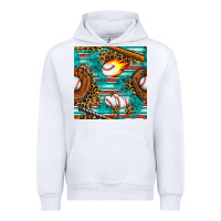 White baseball glove and bat with serape seamless pattern Urban Hoodie - BundleAndBundleShop