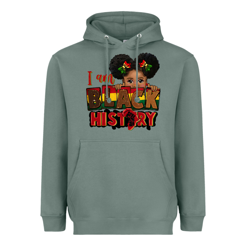 I Am Black History Black Girl Peekaboo Juneteenth Heavyweight Hoodie by CowGirlArtShop | Teevron