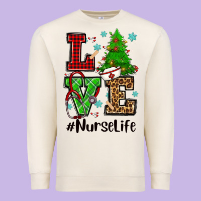 Love Nurse Life Christmas Premium Sweatshirt Designed By Cowgirlartshop