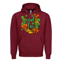 Burgundy st.patricks good luck Zipper Hoodie - NancyCooperArtShop