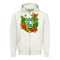 Oatmeal Heather st.patricks good luck Zipper Hoodie - NancyCooperArtShop