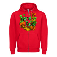 Red st.patricks good luck Zipper Hoodie - NancyCooperArtShop