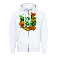 White st.patricks good luck Zipper Hoodie - NancyCooperArtShop