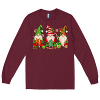 Burgundy christmas gnomes Long Sleeve Tee - MaliasSmallBusiness