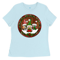 Baby Blue christmas gnomies christmas ornament Ladies Tee - BundleAndBundleShop