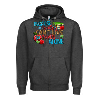 Charcoal Heather because teachers cant live on apples alone Zipper Hoodie - NancyCooperArtShop